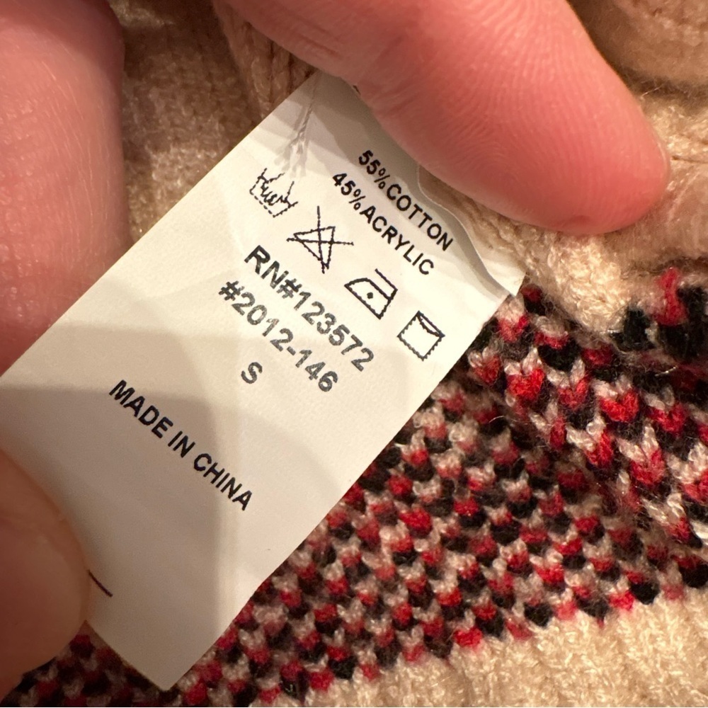 On Blue Fair Isle Cable Knit Geometric Pattern Cardigan Sweater Women’s Small - Picture 8 of 9